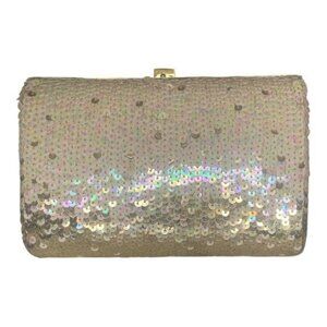 Vanessa Beautiful Sequined Authentic Curve Clutch Gold Chain Strap